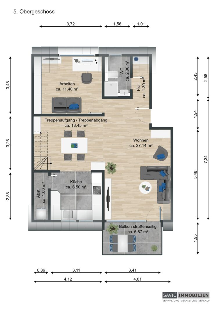 Grundriss Whg. 5.OG li WE 15