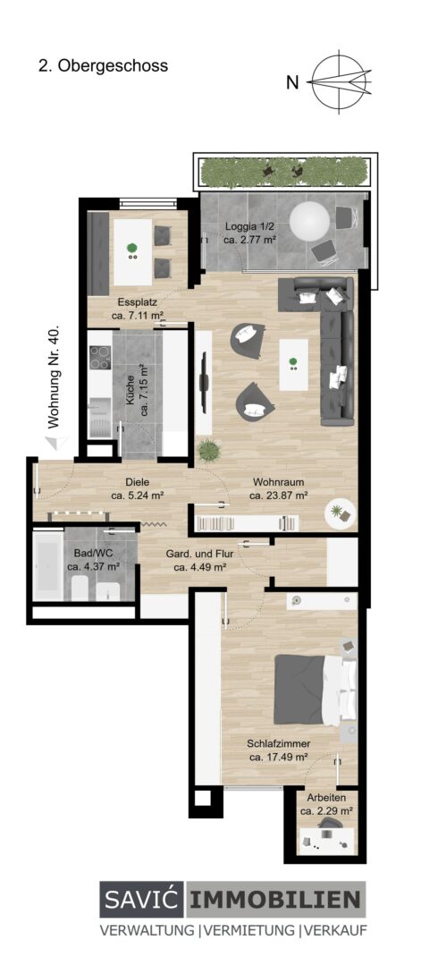 Grundriss Whg. 2.OG re WE 40