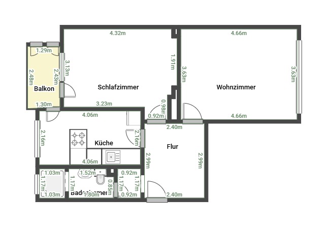 Grundriss Whg. 3. Etage re WE 11