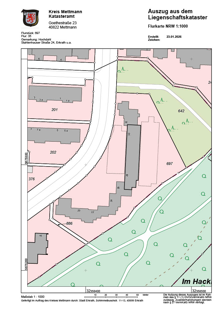 Liegenschaftskarte - Strahlhauser Straße 26